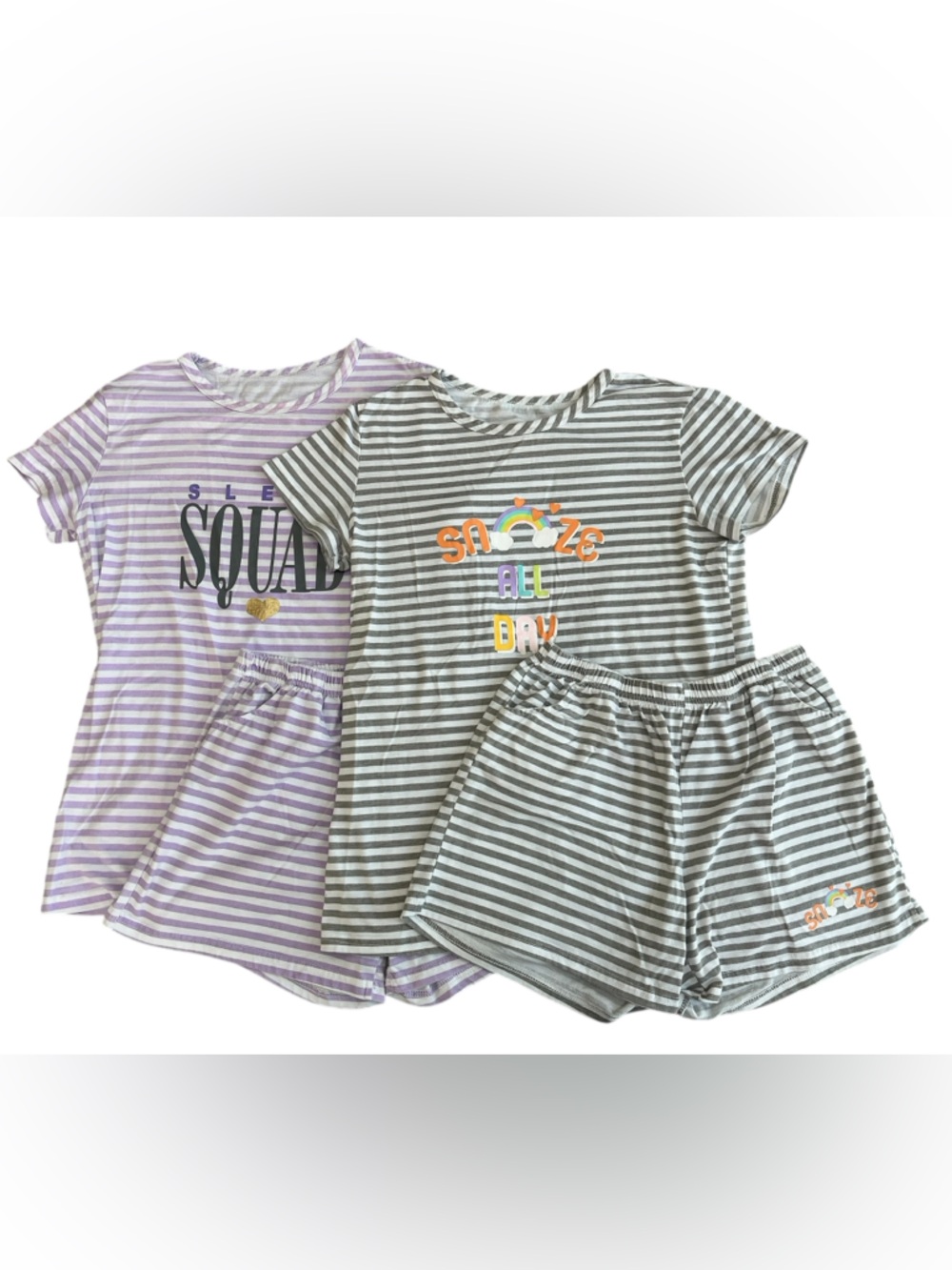 Girls Short Sleeve Shirt & Shorts Pajamas 2-Pack - Purple & Gray, Size Youth 16